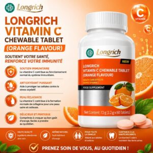 Vitamine C à Croquer Longrich – Arôme Orange
