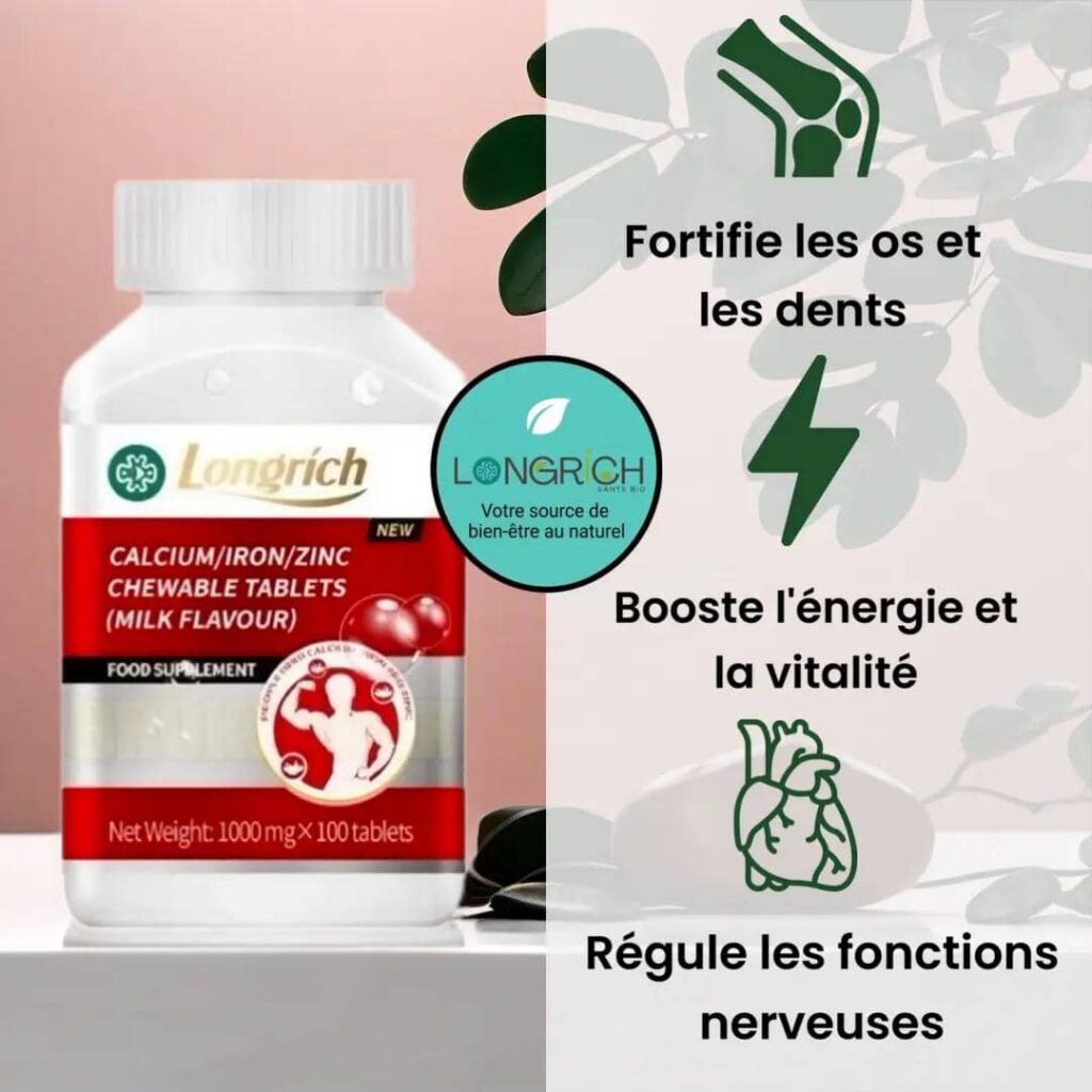 LONGRICH Calcium / Fer / Zinc – Comprimés à croquer