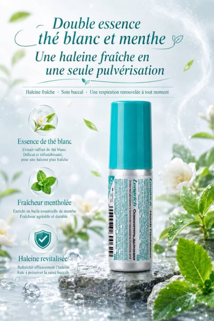 LONGRICH Spray Buccal au Thé Blanc et à la Menthe