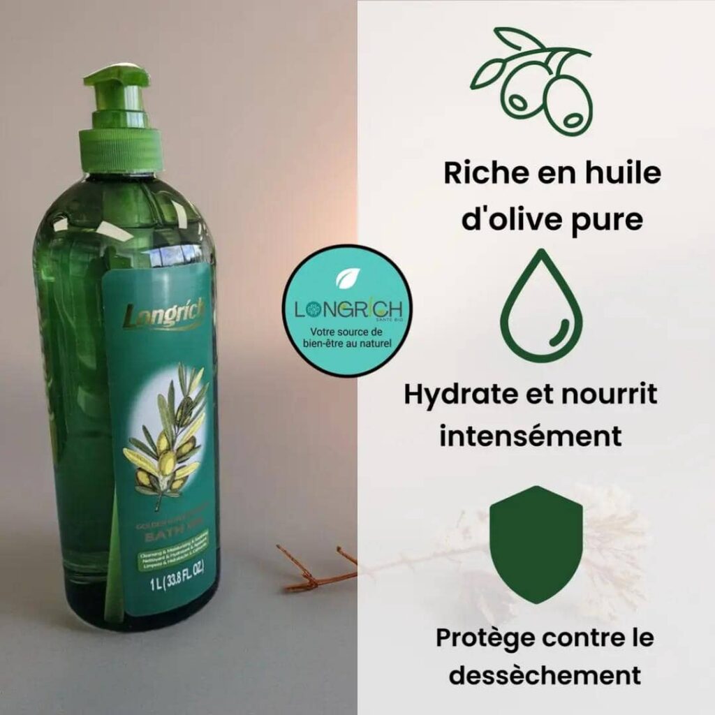 LONGRICH Gel Douche à l’Huile d’Olive – 1 L